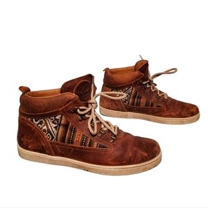 Inkkas Brown Leather Lace-Up Ankle Boots Women's Size 8, Made In Spain